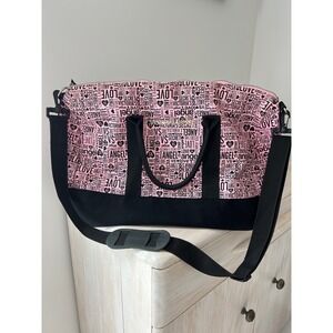 Victorias Secret Pink Black Angel Love Logo Duffle Bag Travel Gym Weekender